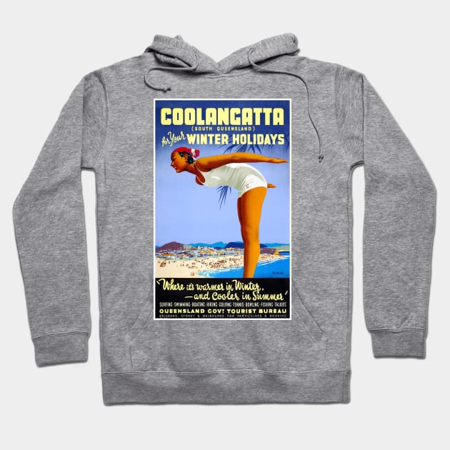 Vintage Travel Poster Coolangatta Australia Hoodie by vintagetreasure